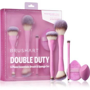 BrushArt Double Duty 5-Piece Essentials Brush & Sponge Set set perii machiaj - imagine 2